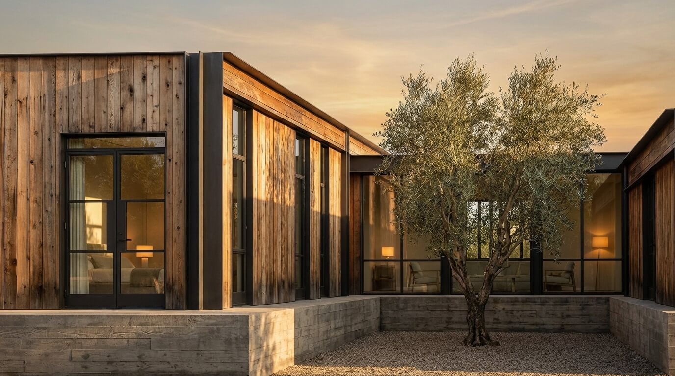 Photorealistic 4K architectural render showing incredible facade detail