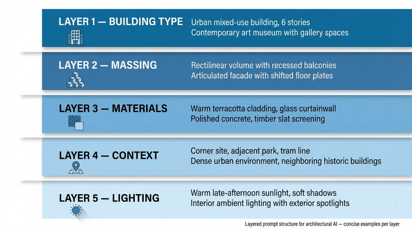 Prompt engineering diagram showing layered approach