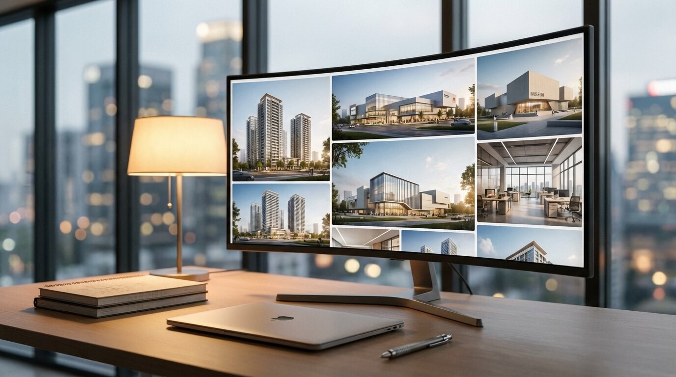 Firm presentation showing AI-generated project portfolio