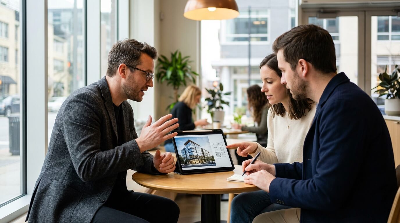 Architect discussing AI capabilities with client