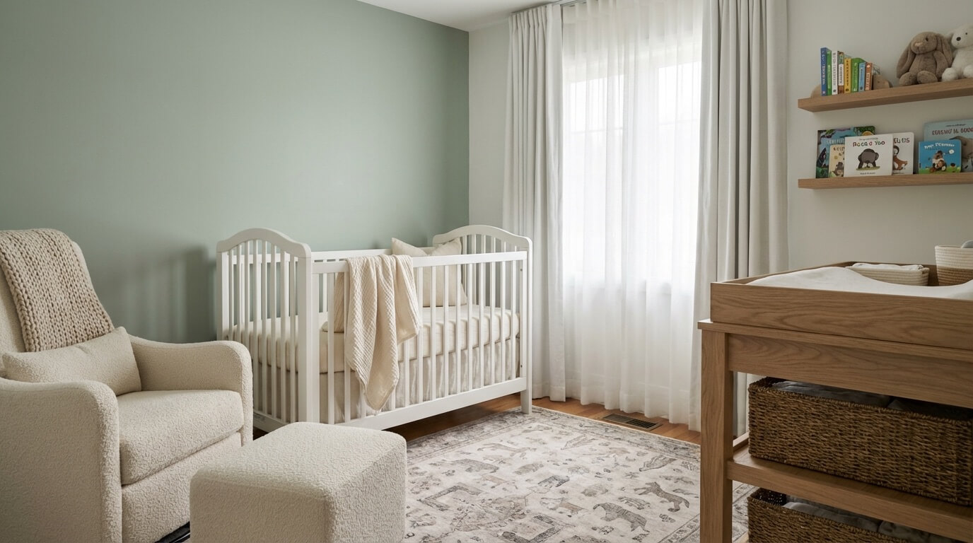 Modern nursery with calming neutral palette