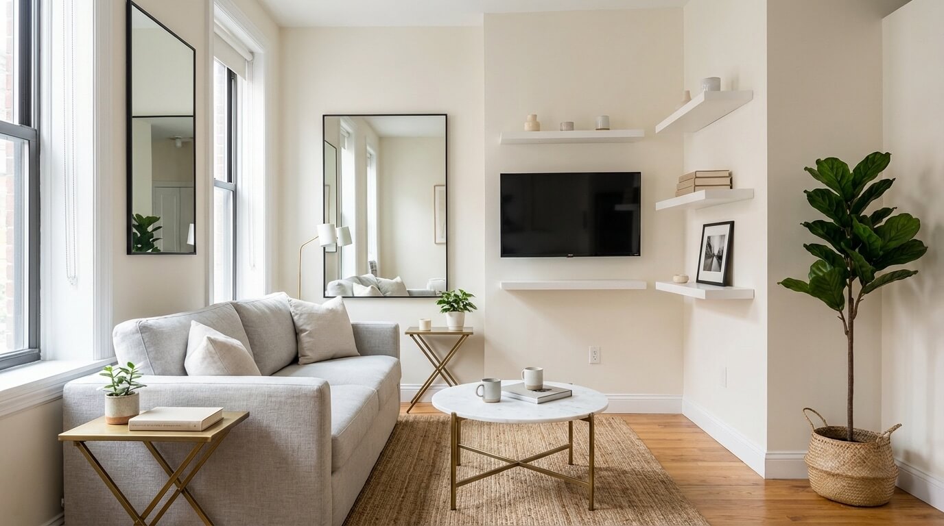 Compact studio apartment with well-designed living zone