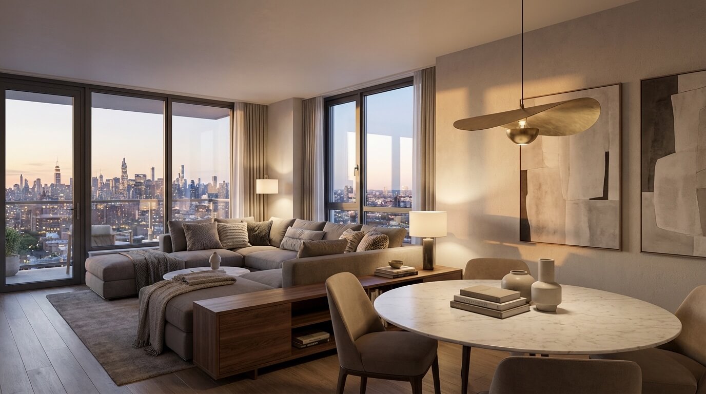 Empty apartment transformed into staged luxury living space