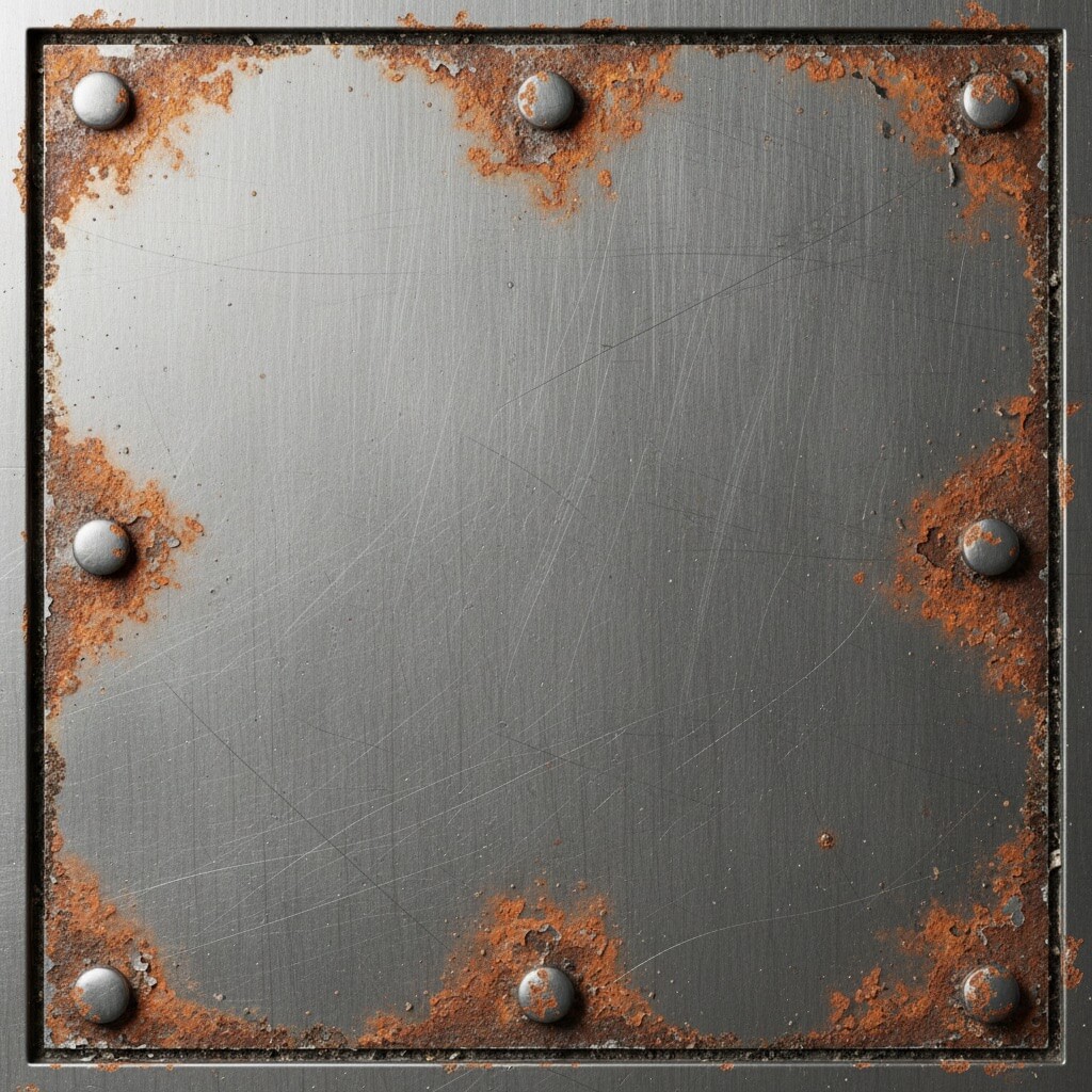 Weathered metal panel texture with rust