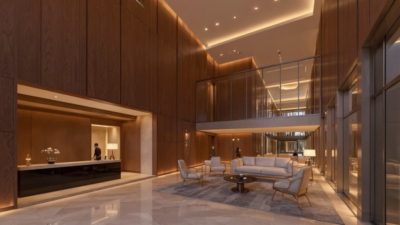 Interior - Hotel Lobby With Warm Materiality