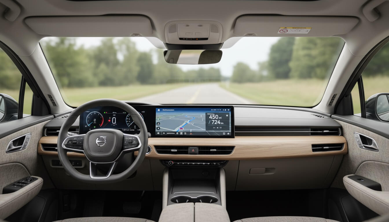 Dashboard and infotainment system showcasing technology features