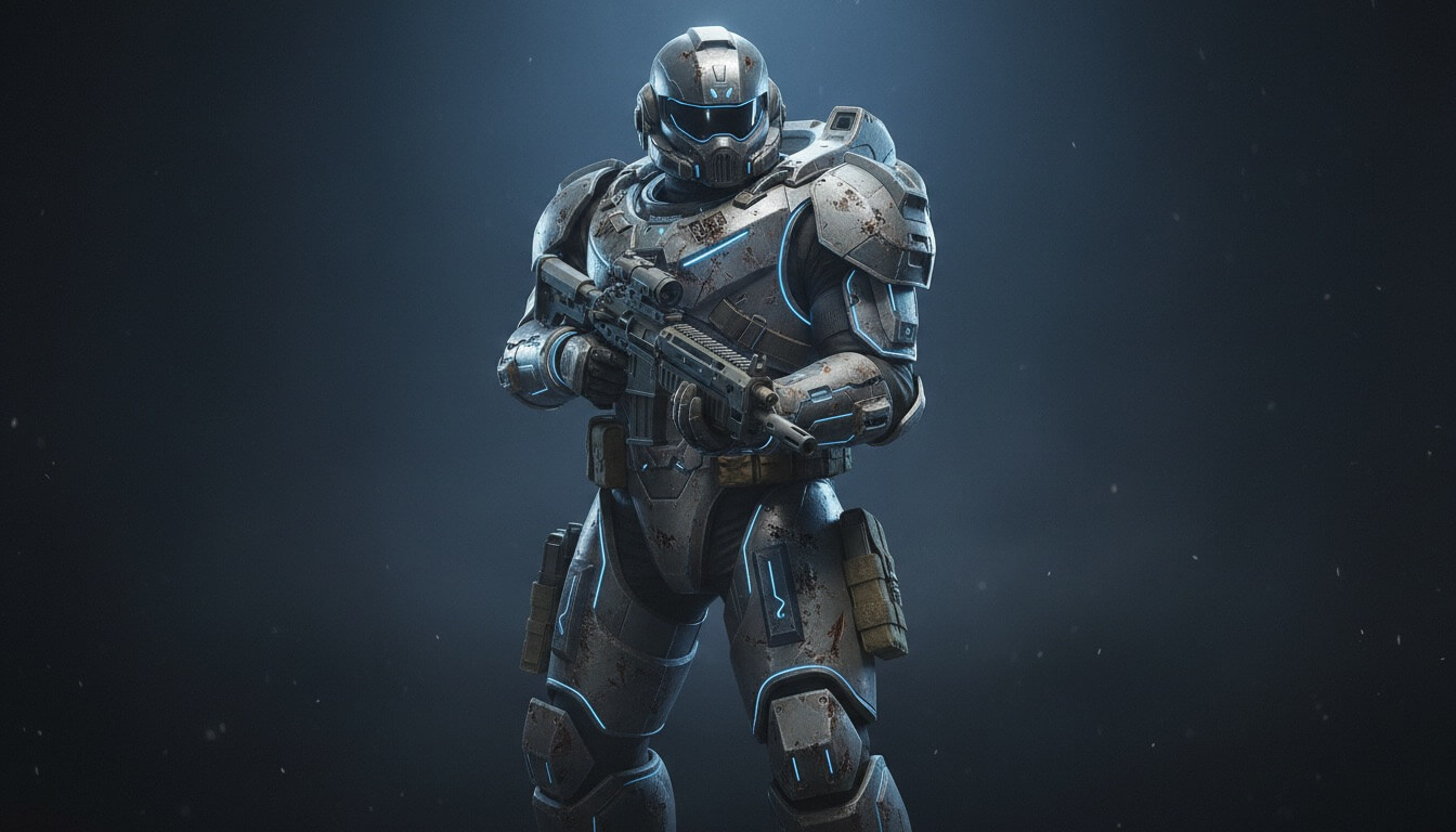 Sci-fi character with futuristic armor