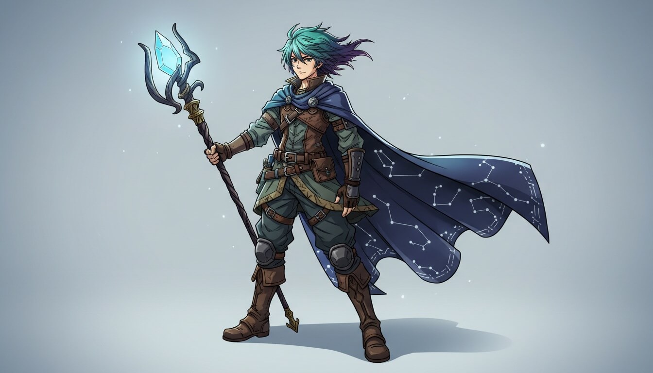 Stylized hero character with cape
