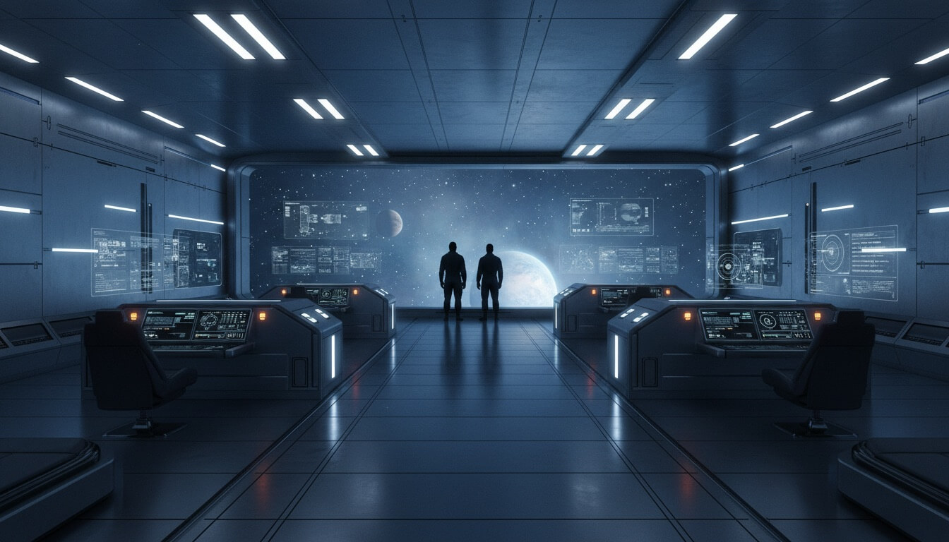 Sci-fi space station interior environment