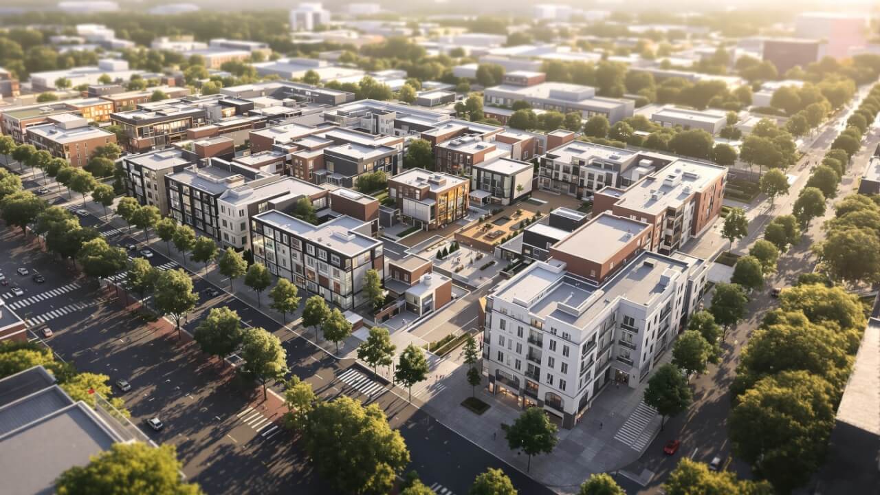 Aerial - Urban Block Massing