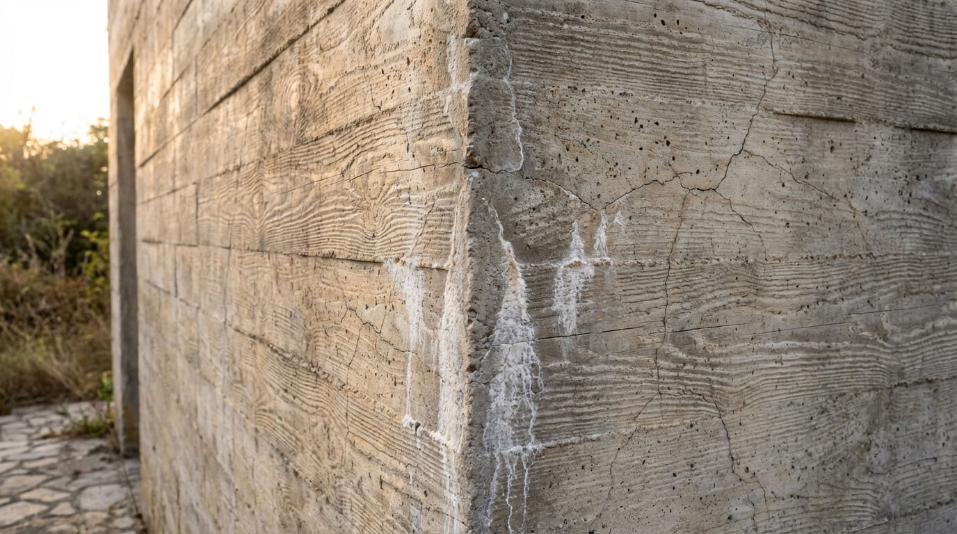 Weathered concrete wall with authentic aging and character