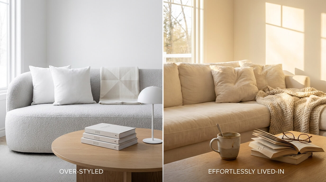 Common midimalism mistakes - over-styled versus naturally lived-in