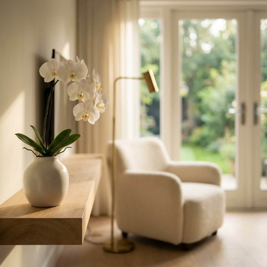 Architectural interior with adjustable depth of field showcasing focal control