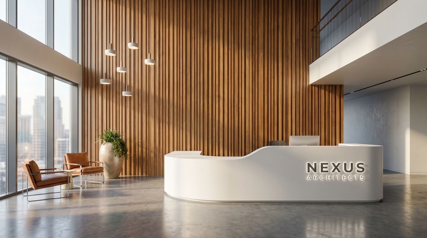 Nano Banana Pro: Office lobby with perfect signage