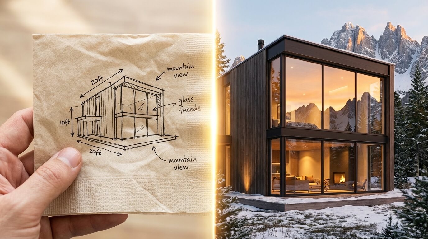 From Napkin Sketch to 4K Render in Under a Minute