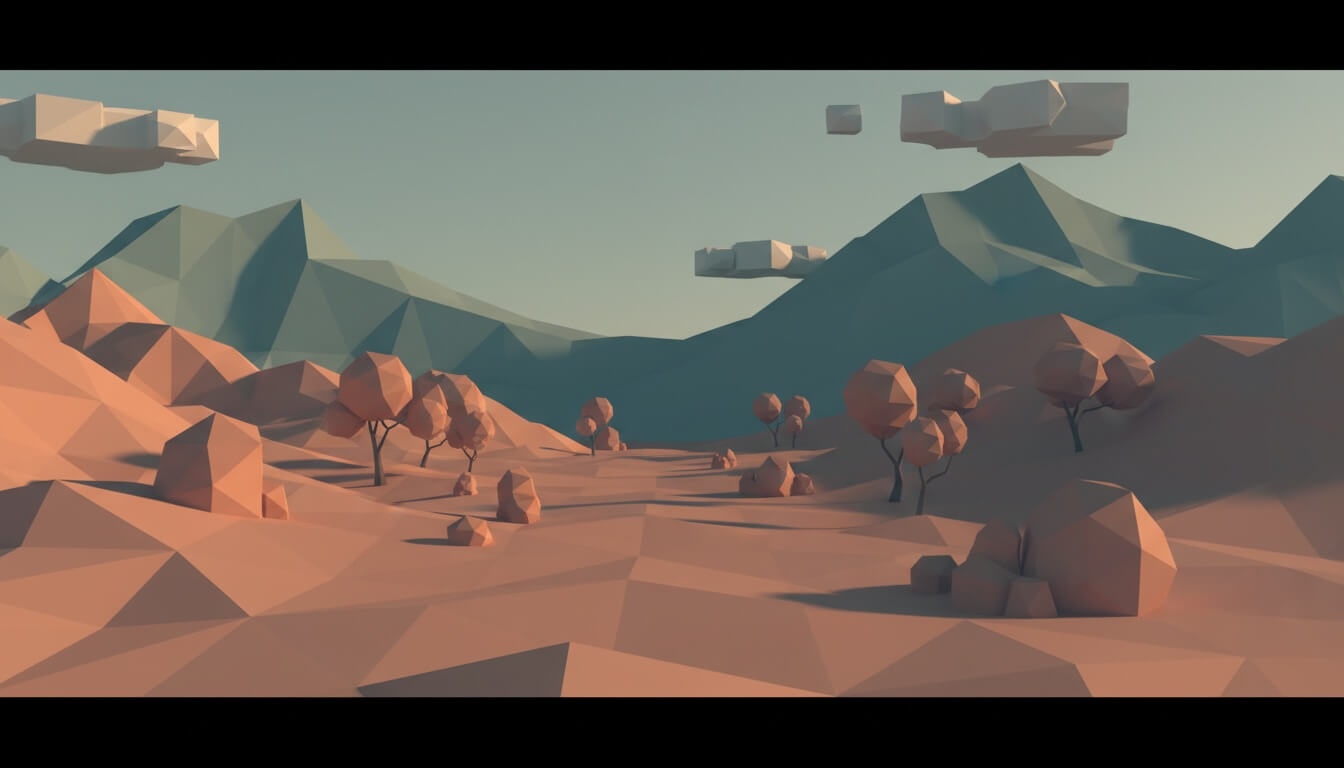 Low-poly art style game scene