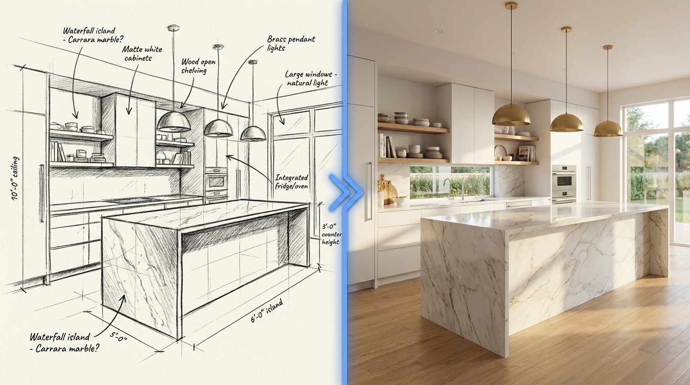 Kitchen Sketch to Render