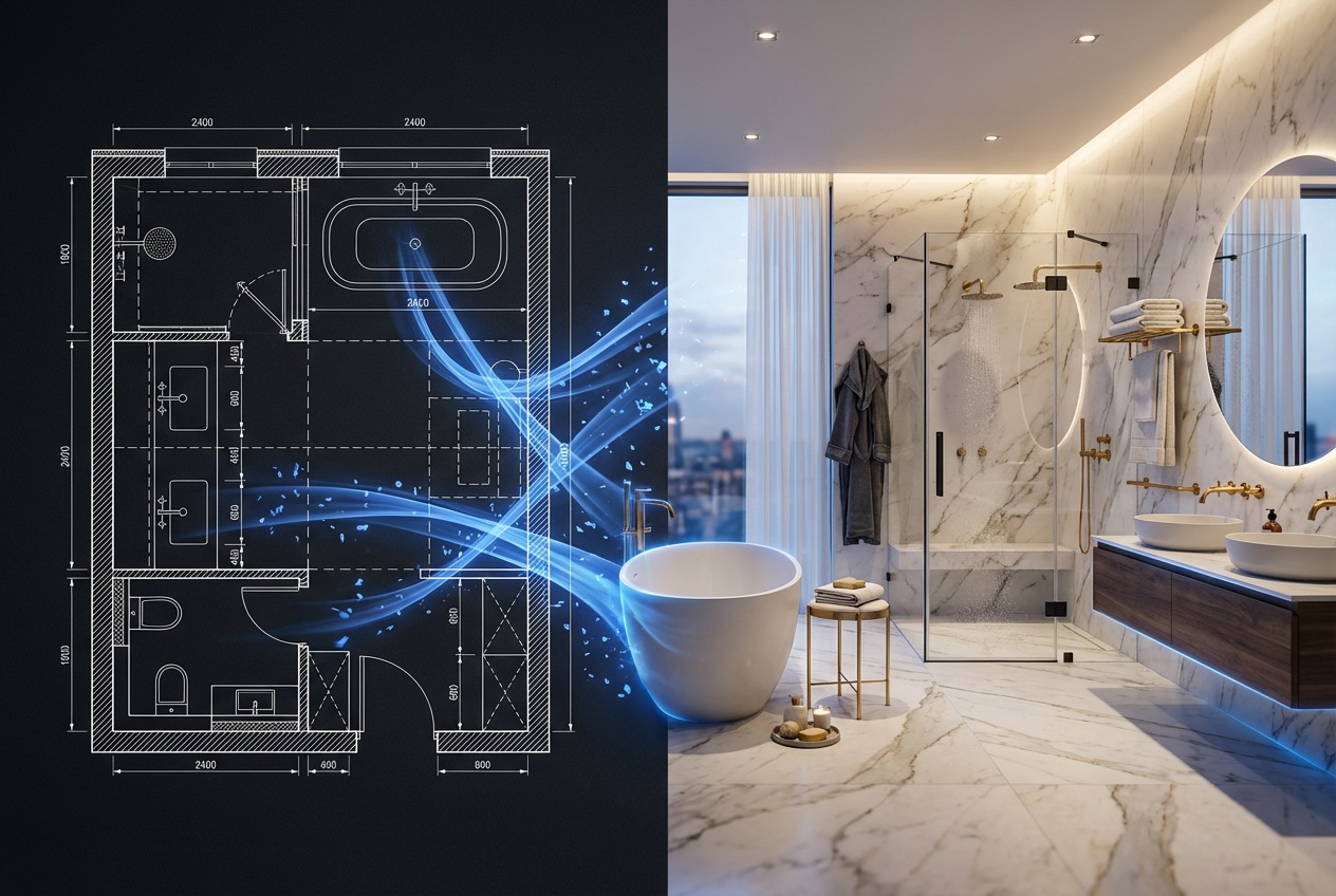 Bathroom Floor Plan to Render