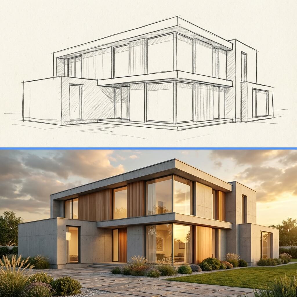 Exterior Sketch to Render